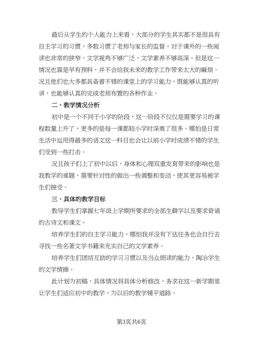 语文教师个人教学计划2023年度（四篇）_第3页