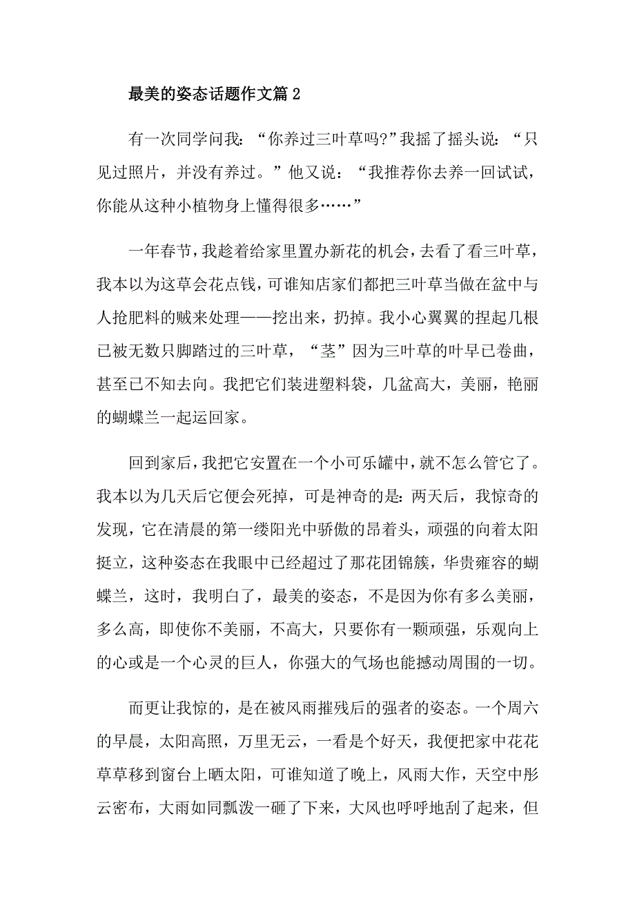 最美的姿态话题作文_第3页