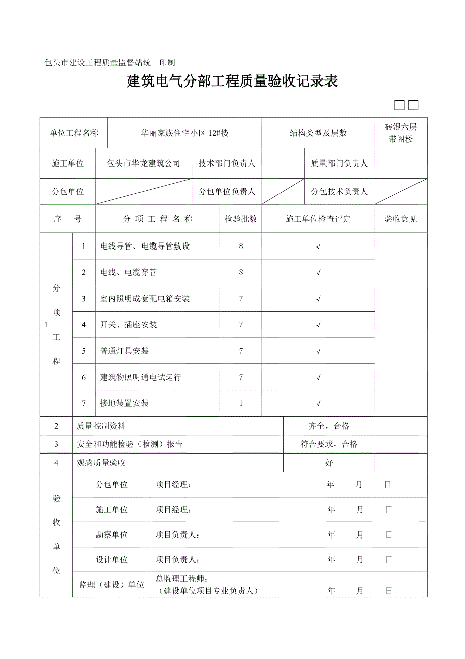 建筑电气分部工程质量验收记录表 （精选可编辑）.docx_第2页