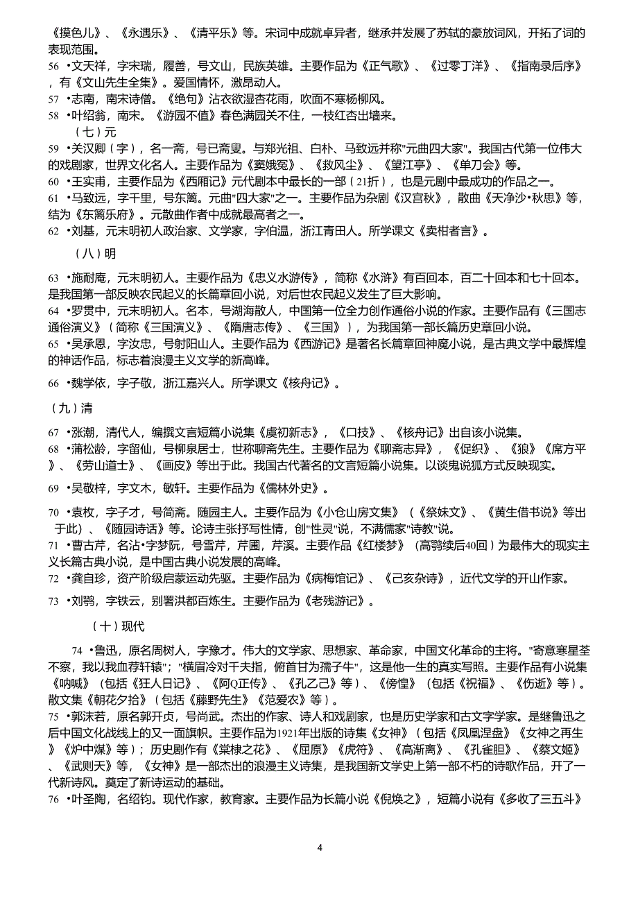 中考语文文学常识总汇_第4页