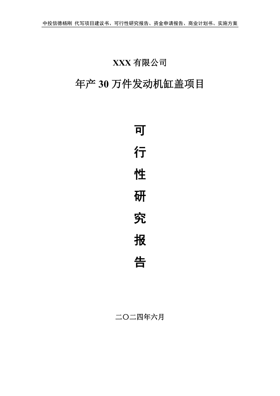 年产30万件发动机缸盖可行性研究报告建议书申请备案_第1页