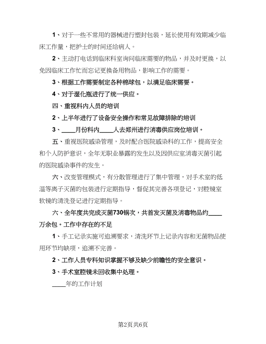 2023消毒供应室工作总结标准范本（2篇）.doc_第2页