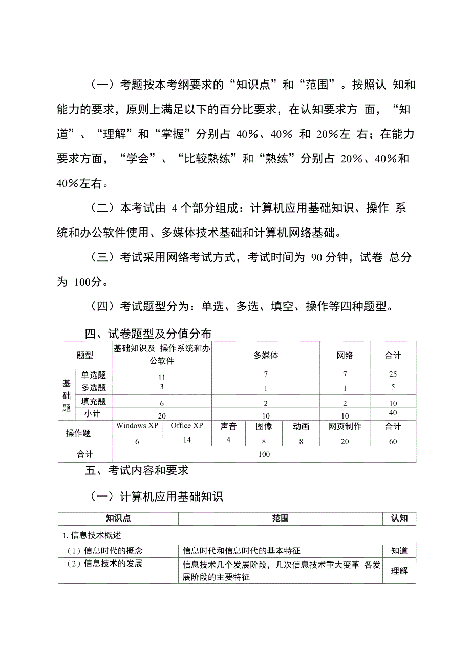 06版计算机一级考纲_第2页