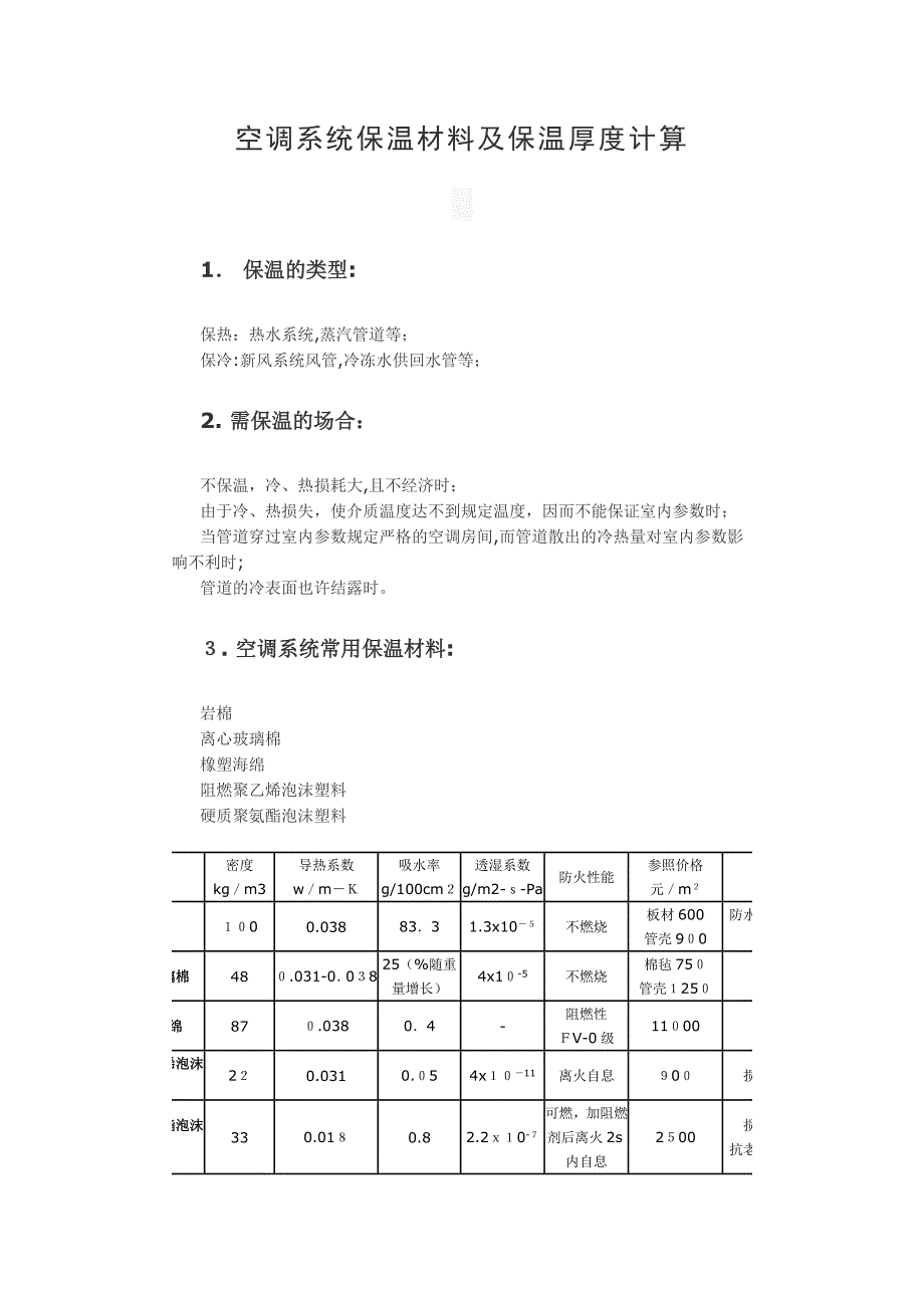 空调系统保温材料及保温厚度计算_第1页