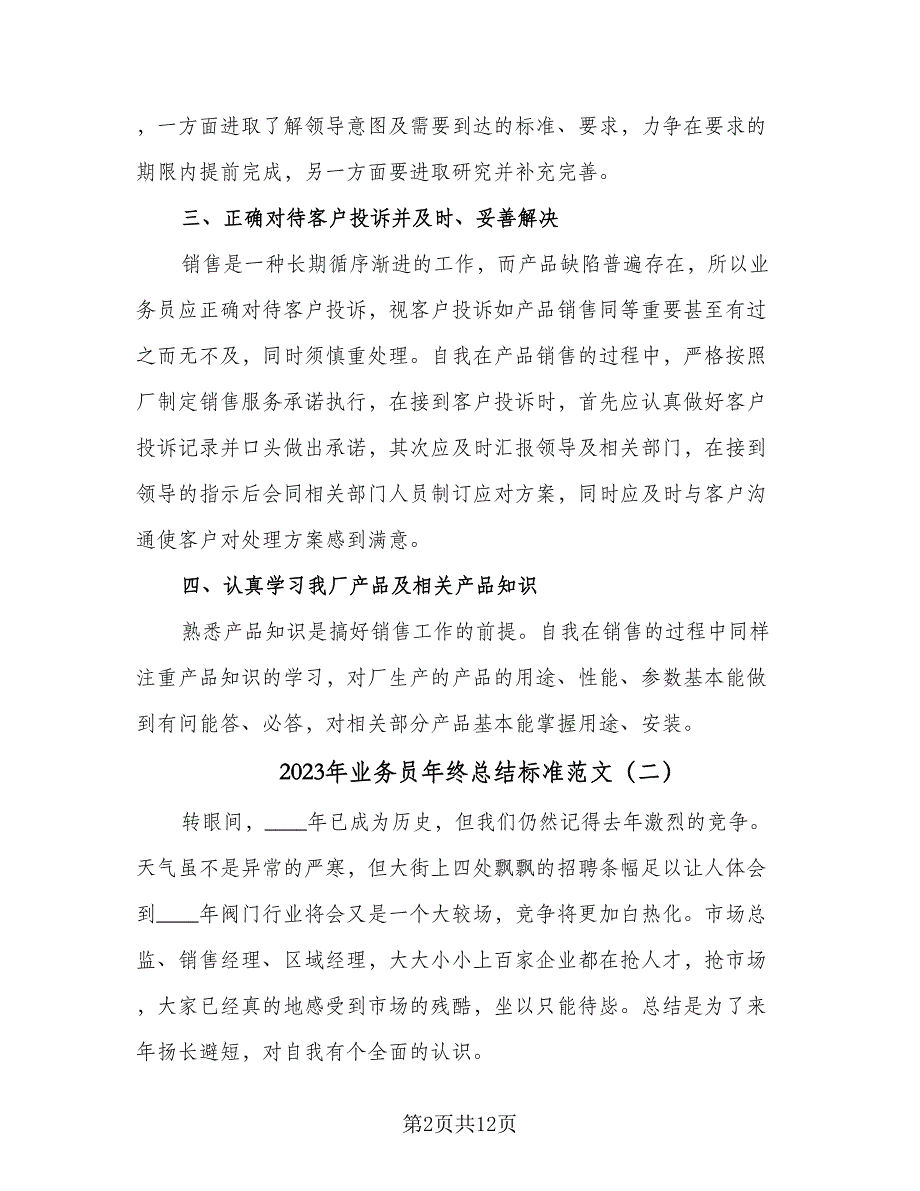 2023年业务员年终总结标准范文（4篇）.doc_第2页