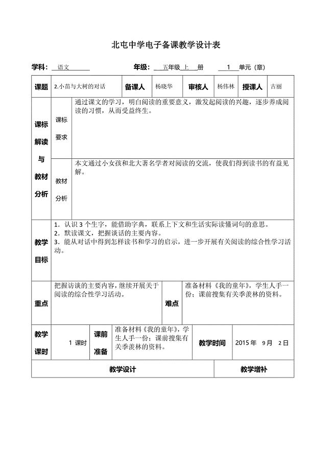 小苗和大树的对话