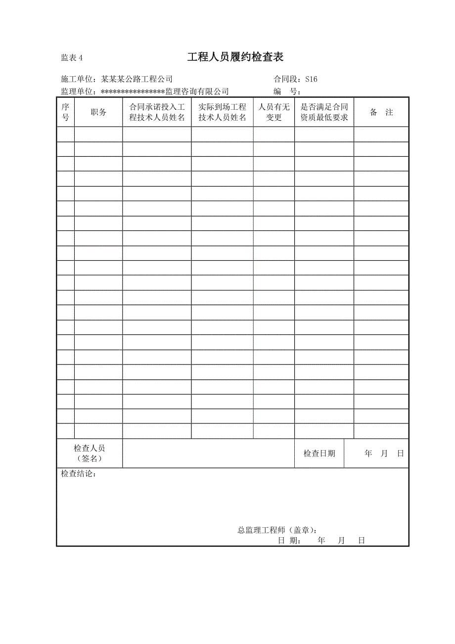 公路桥梁土木工程监理规范表格_第5页