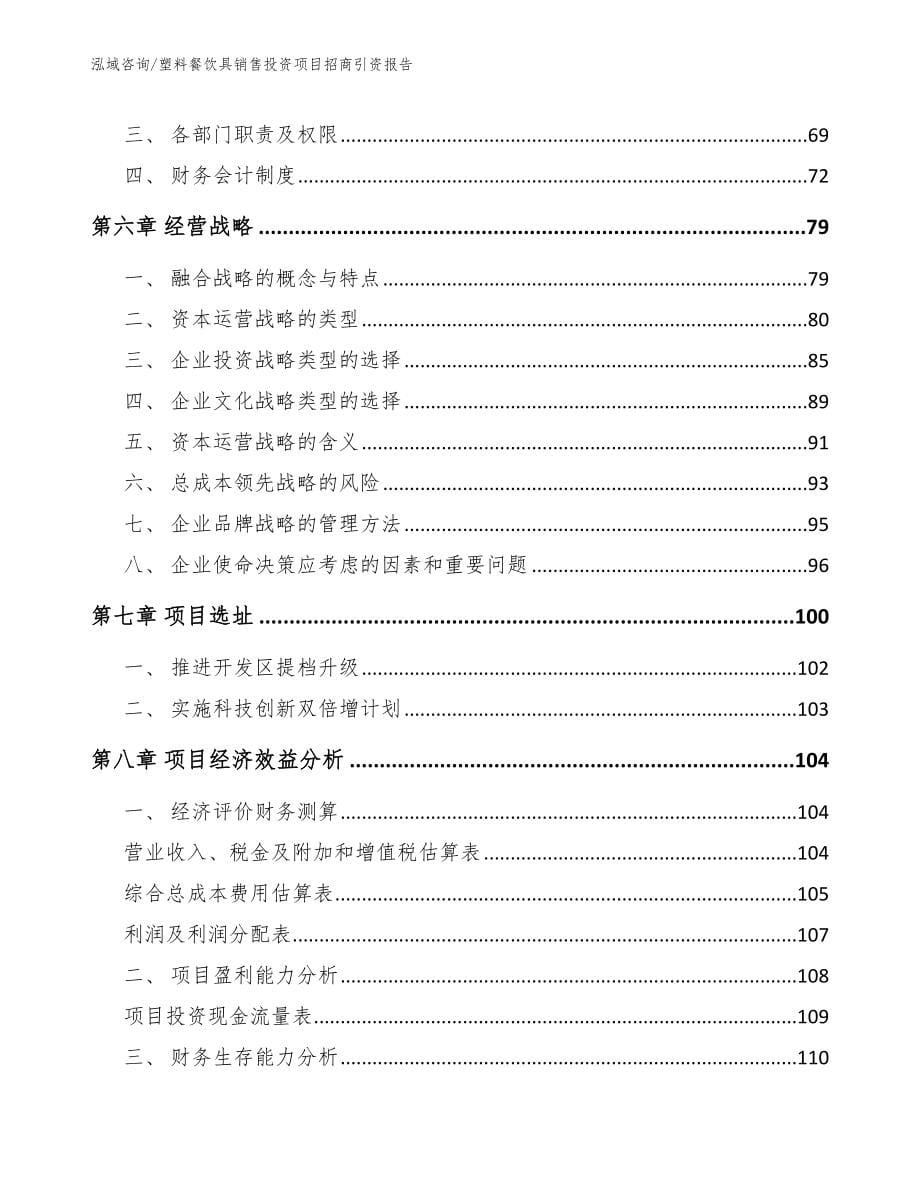 塑料餐饮具销售投资项目招商引资报告（模板范文）_第5页