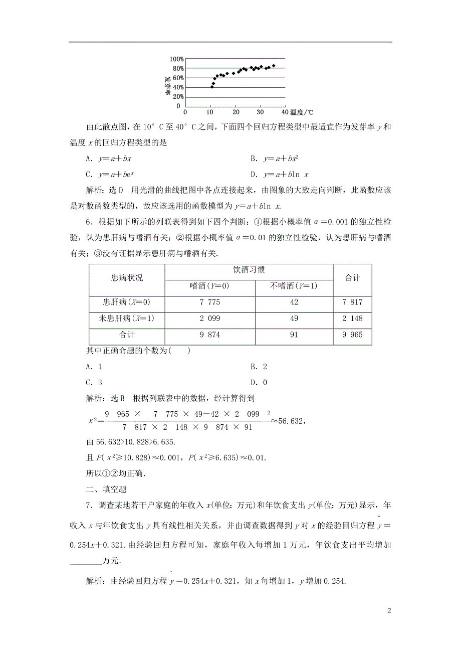 2022年秋新教材高中数学习题课三成对数据的统计分析新人教A版选择性必修第三册_第2页