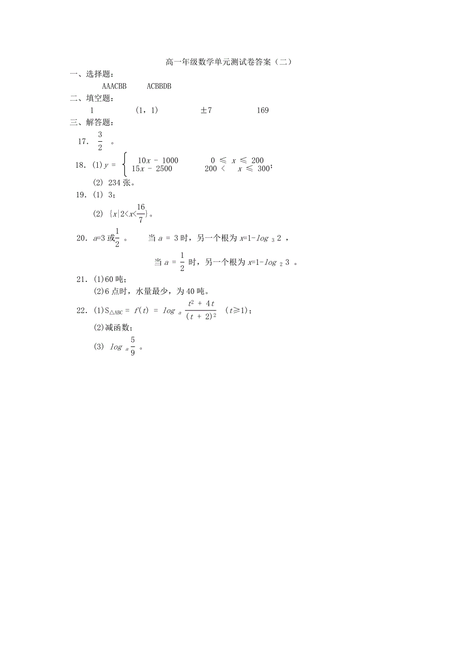 高中数学单元测试卷集精选---函数02_第4页