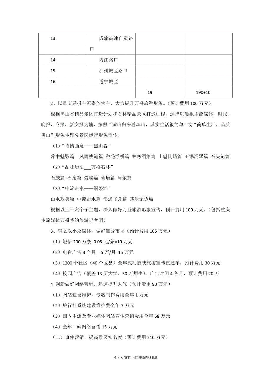 万盛旅游宣传营销方案_第4页