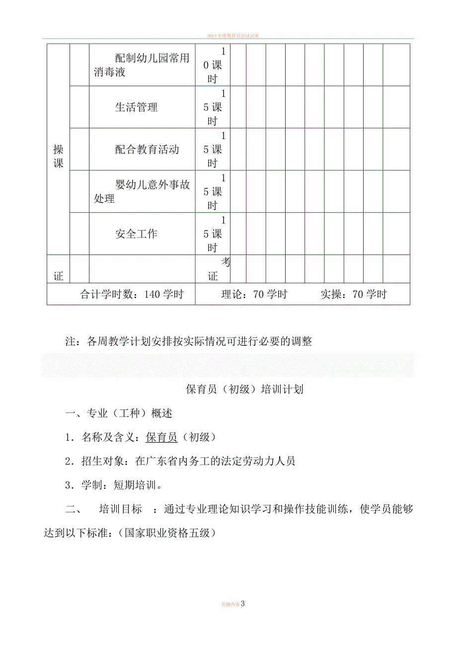 保育员(初级)培训计划和教学大纲_第3页