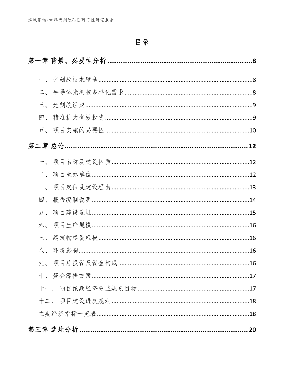 蚌埠光刻胶项目可行性研究报告_模板范文_第1页