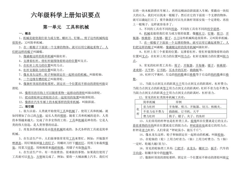 教科版六年级科学上册学习笔记_第1页