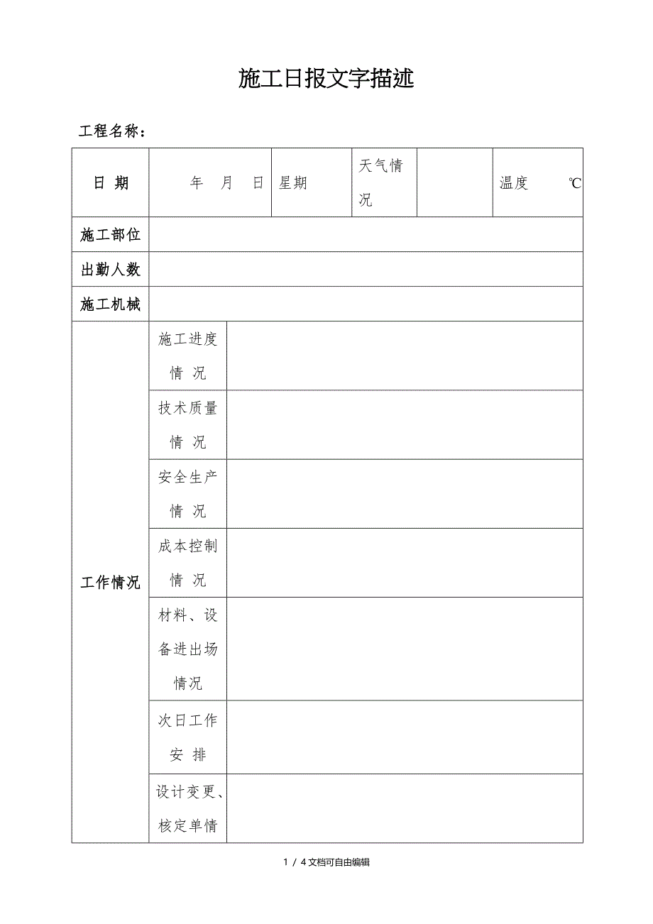 项目施工日报格式_第1页