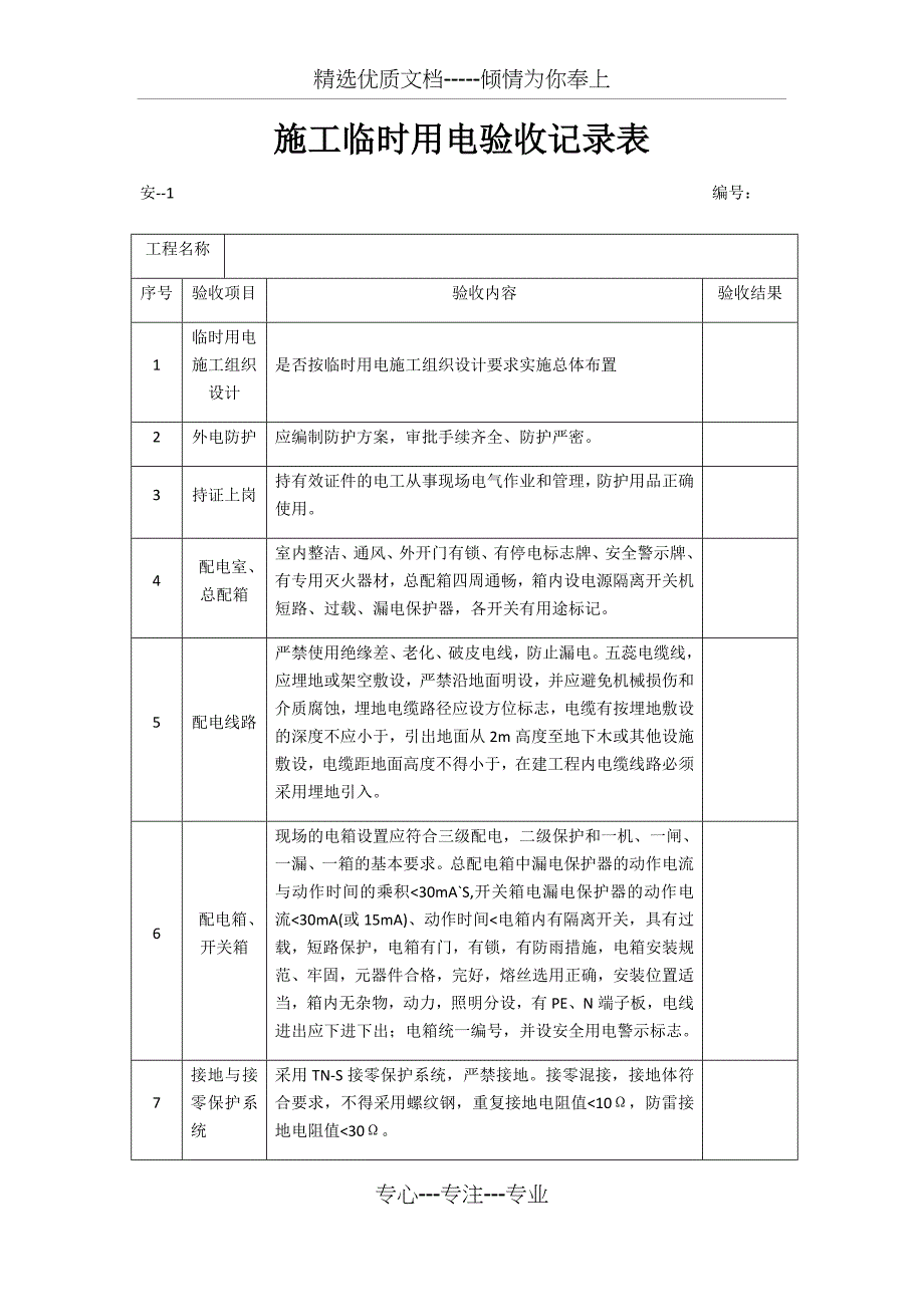 施工临时用电验收记录表_第1页