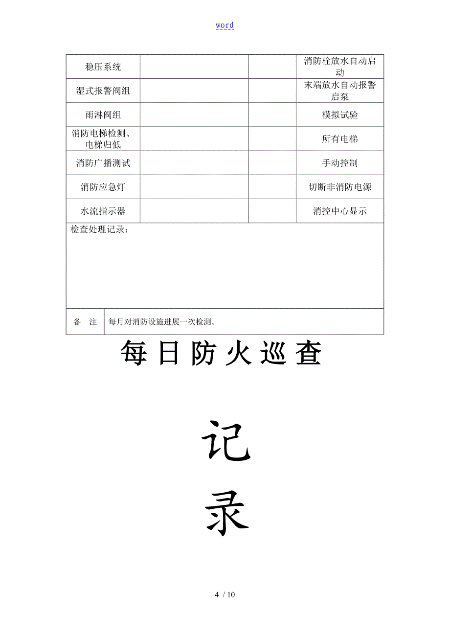 防火检查巡查记录簿表格_第4页