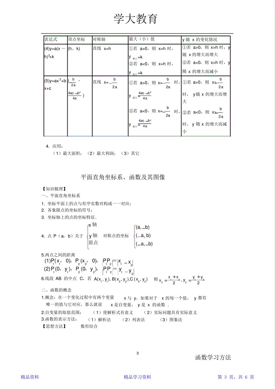 最完整初中数学函数知识点归纳(精华版)_第3页