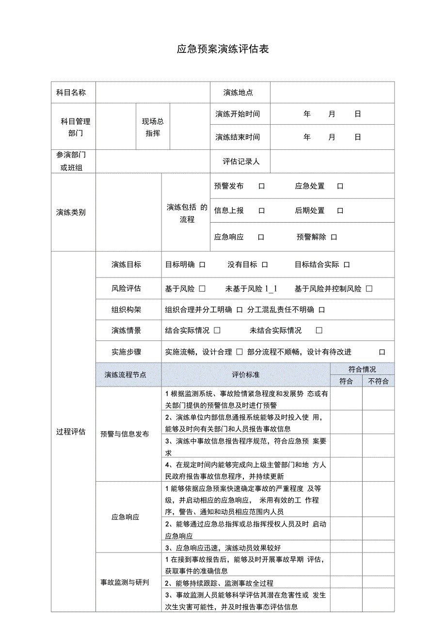 应急预案演练评估表_第1页