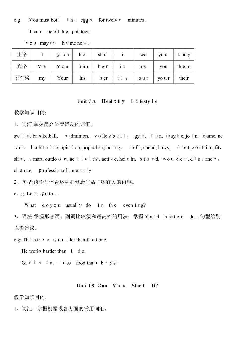 中职英语基础模块第一册教学基本要求(外研_第5页