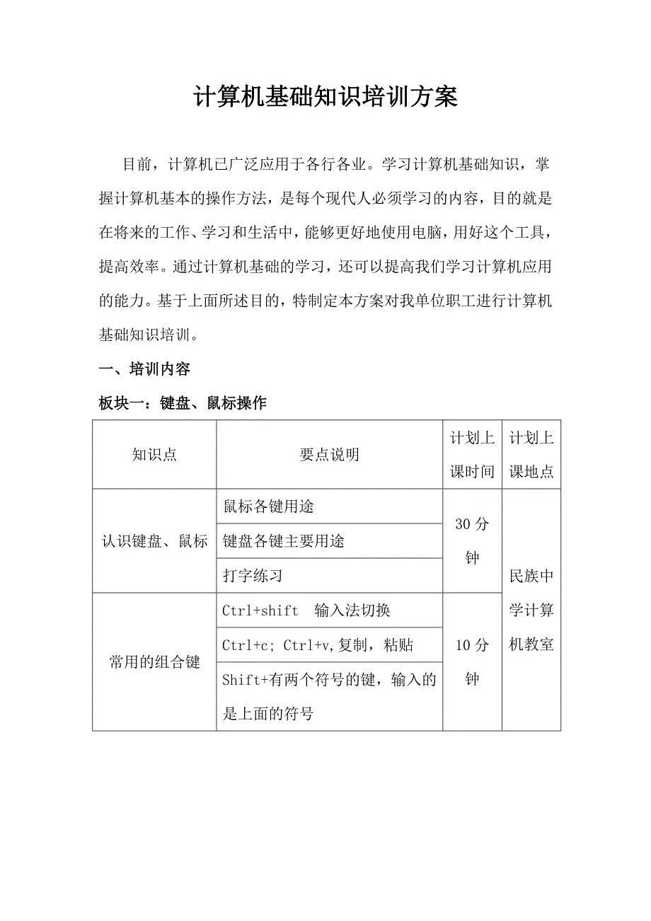 计算机基础知识培训方案.doc_第1页