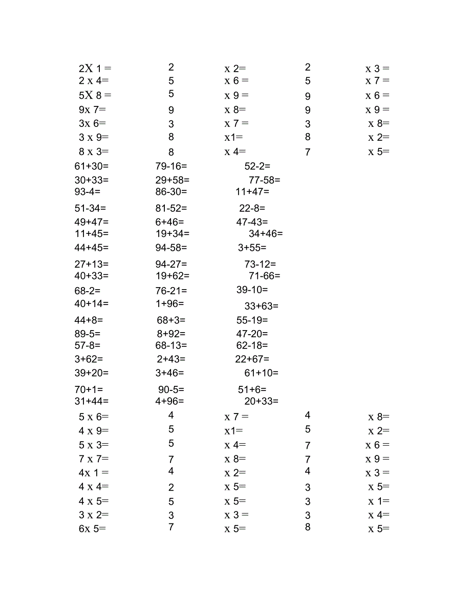 100以内加减法(口算题)400道_第1页