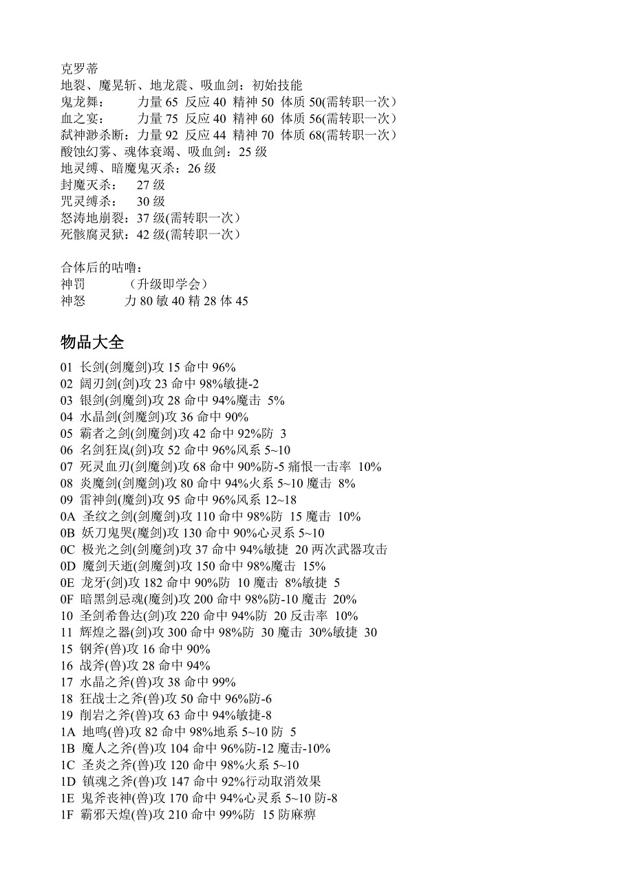 幻世录1技能属性攻略(附全部物品隐藏坐标).doc_第3页