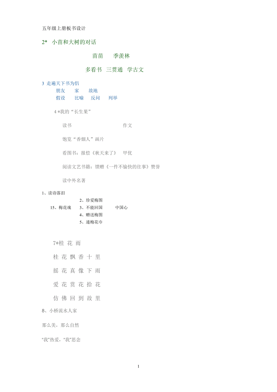 五年级上册板书设计.doc_第1页