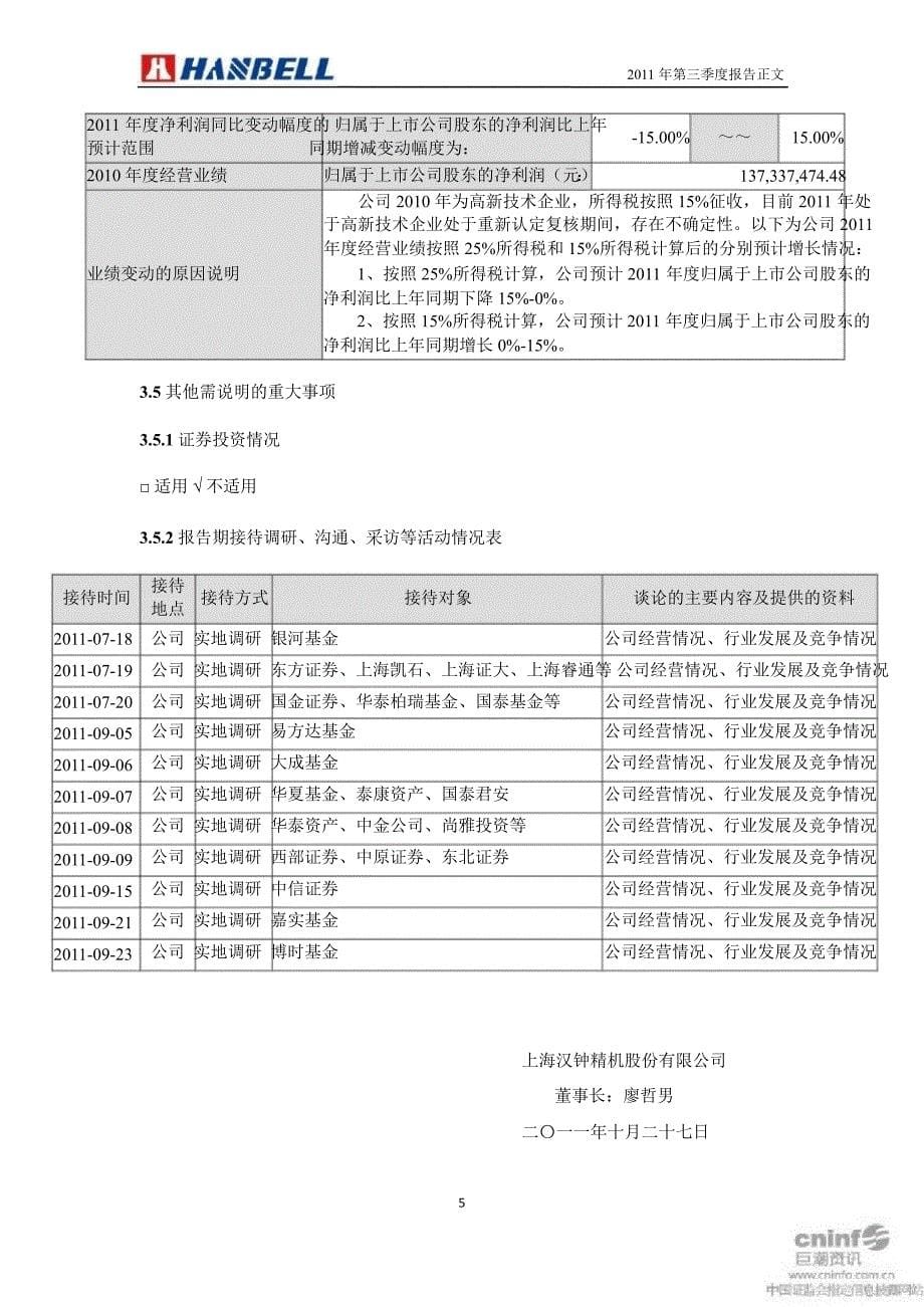 汉钟精机：第三季度报告正文_第5页