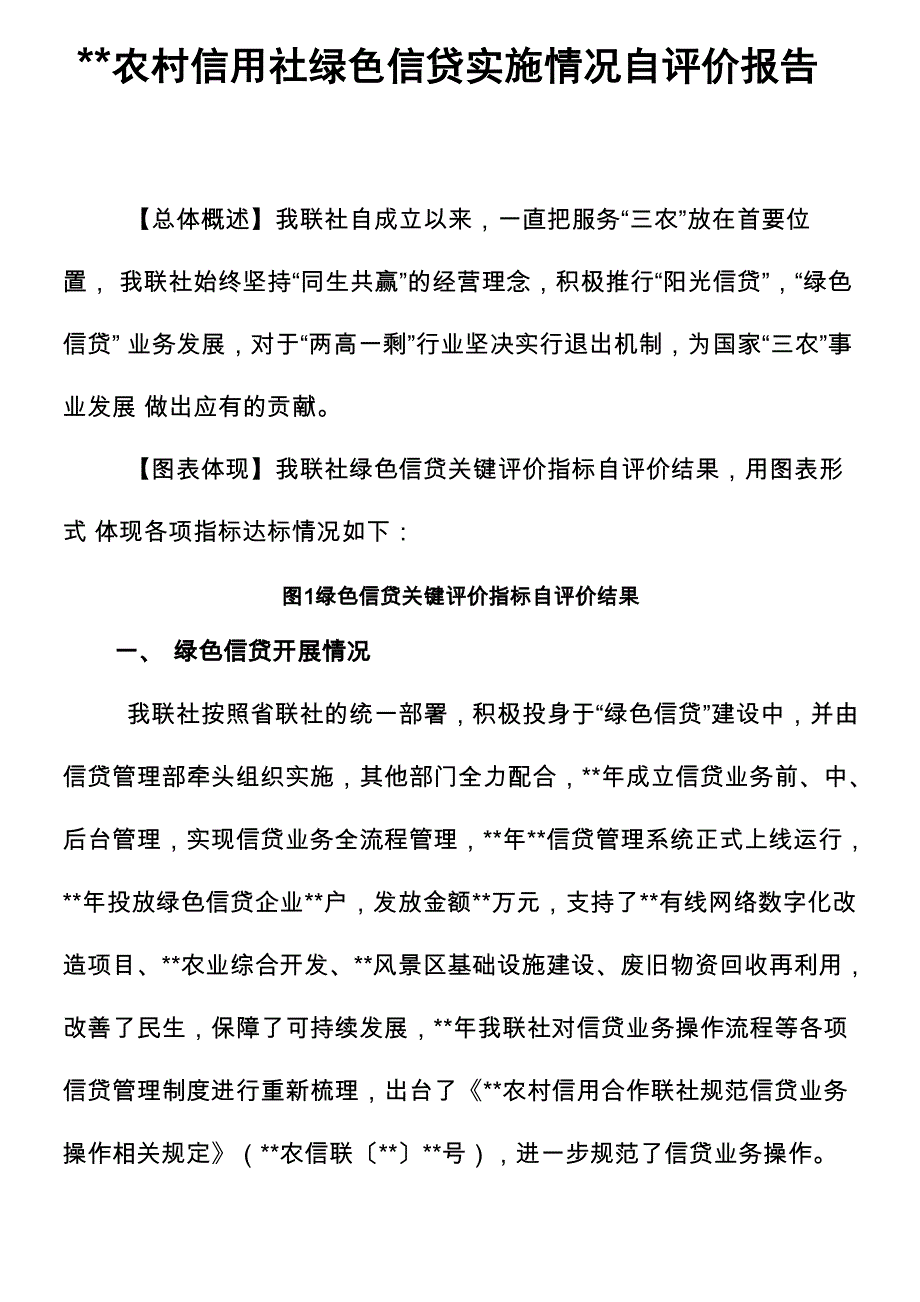 农村信用社绿色信贷实施情况自评价报告_第1页