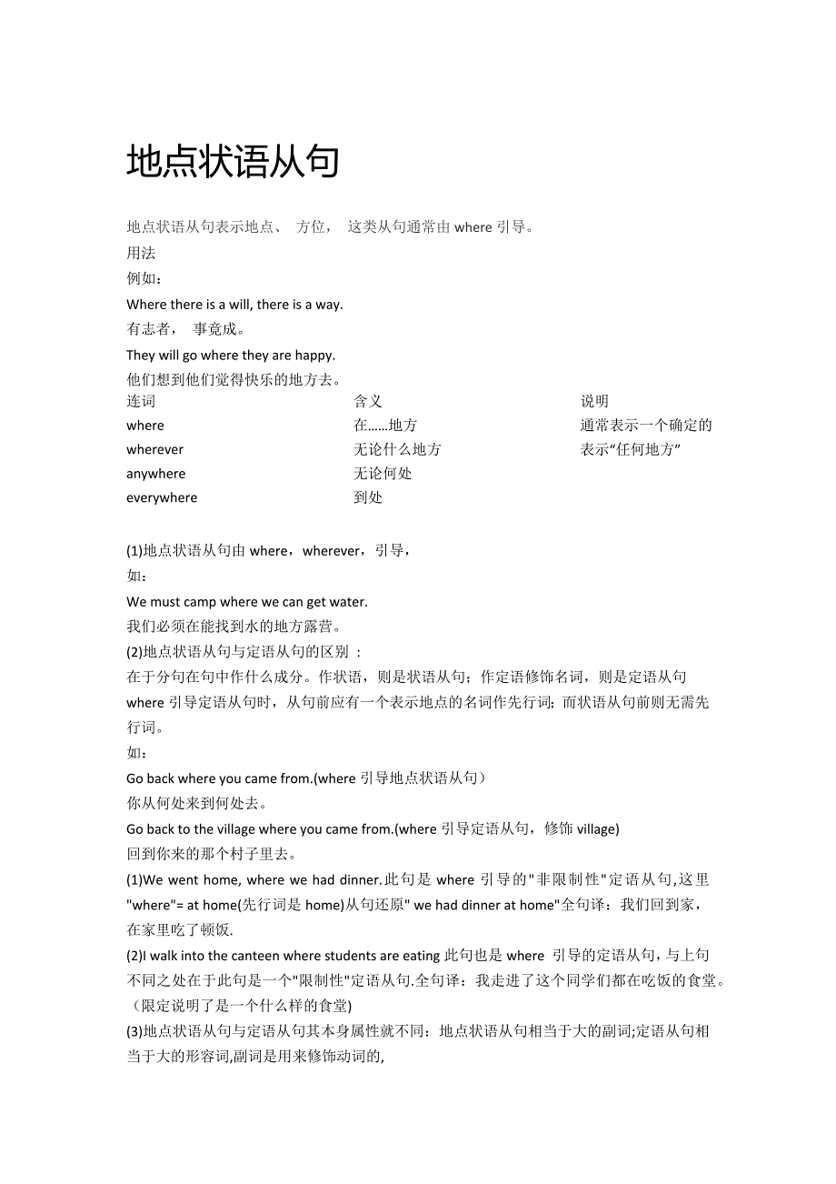 地点状语从句用法及例题解析_第1页