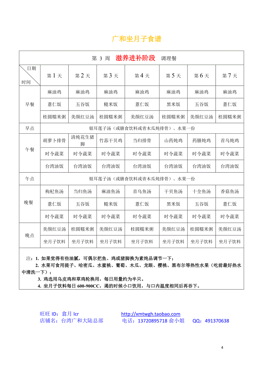 台湾广和月子餐食谱,小S月子餐餐单及详细做法_第4页