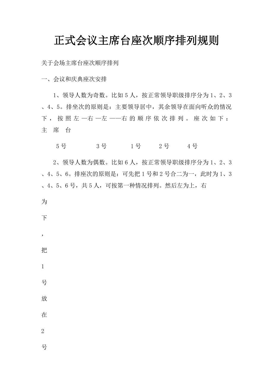 正式会议主席台座次顺序排列规则_第1页