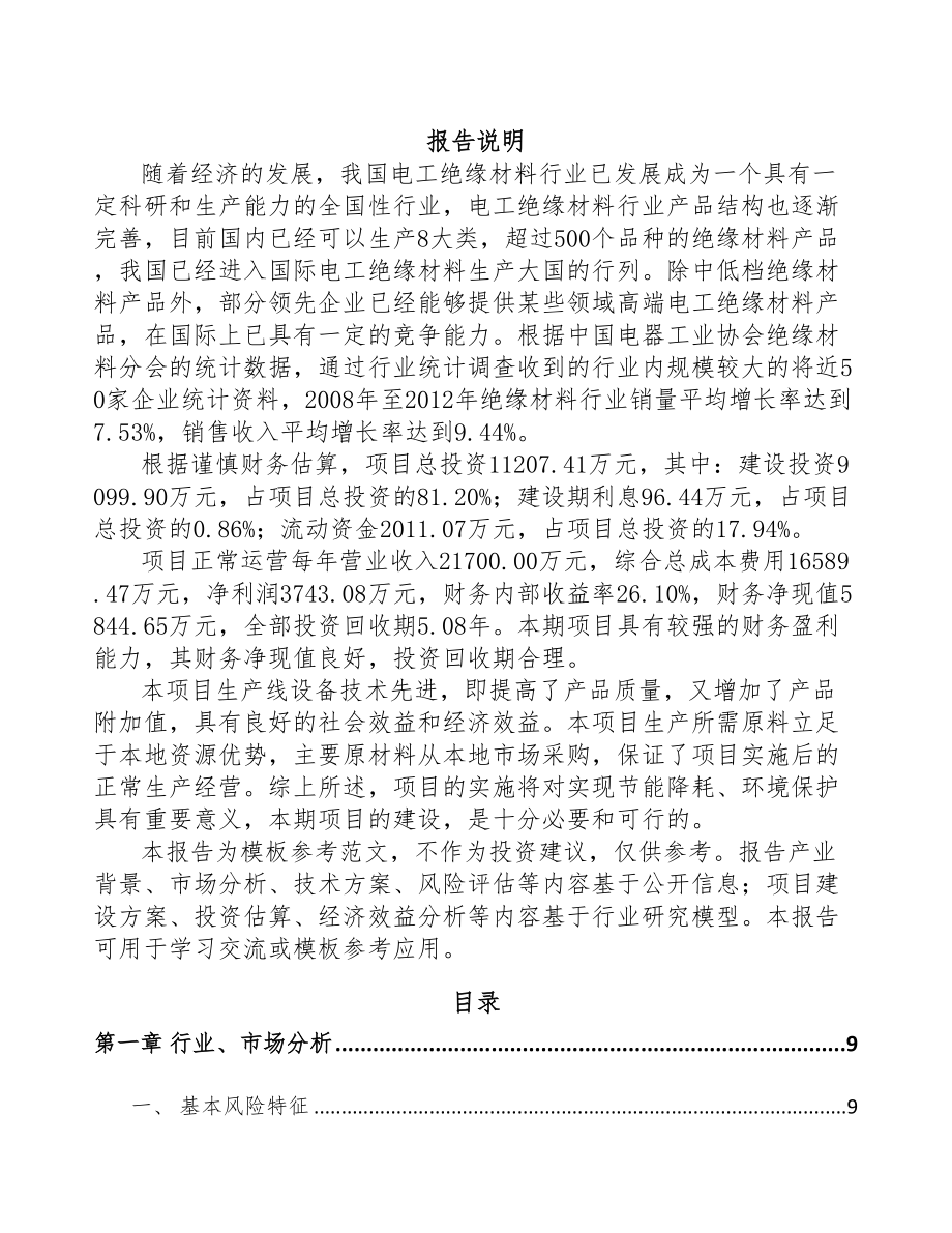 湖南绝缘材料制品项目可行性研究报告(DOC 92页)_第1页