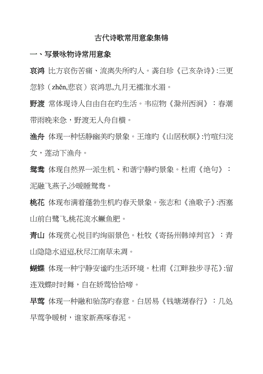 古代诗歌常用意象集锦_第1页