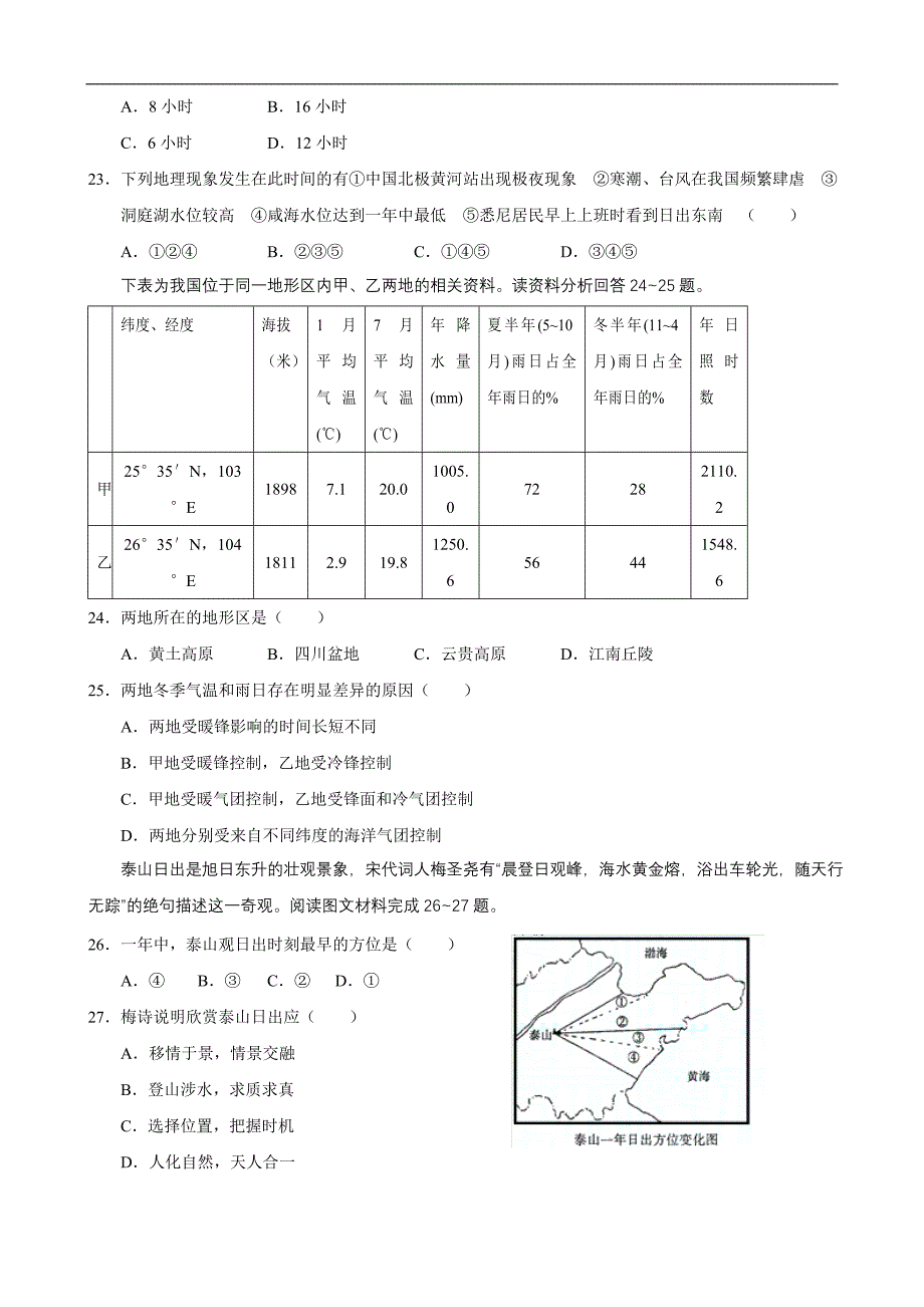 高考地理选择题强化训练二_第4页