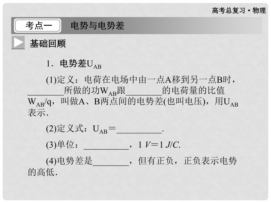 高三物理第一轮复习 第七章 第二单元 第3课时 电势 电势差 电势能课件 选修31_第3页