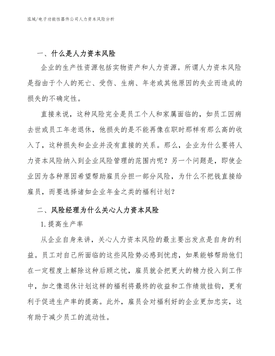 电子功能性器件公司人力资本风险分析（参考）_第2页