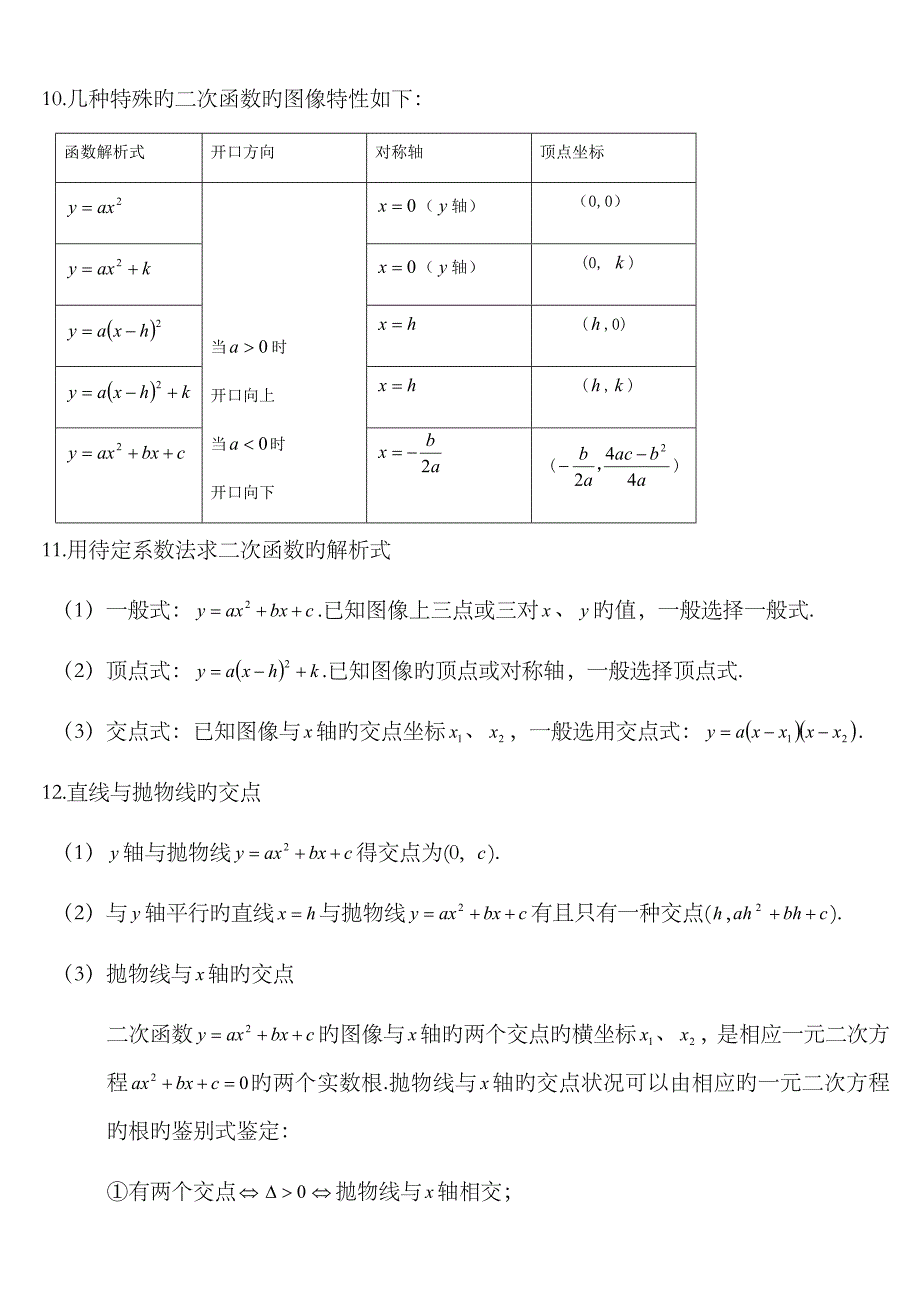 2023年最全初三数学二次函数知识点归纳总结_第3页