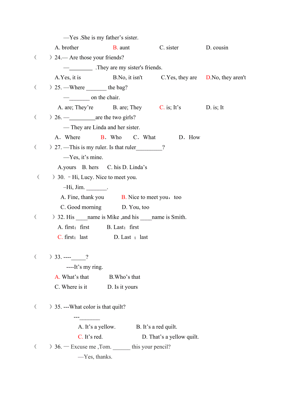 期中测试试题七年级英语_第3页