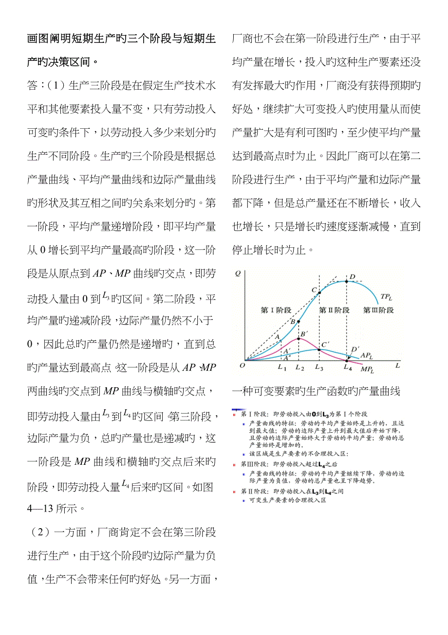 画图说明短期生产的三个阶段与短期生产的决策区间_第1页