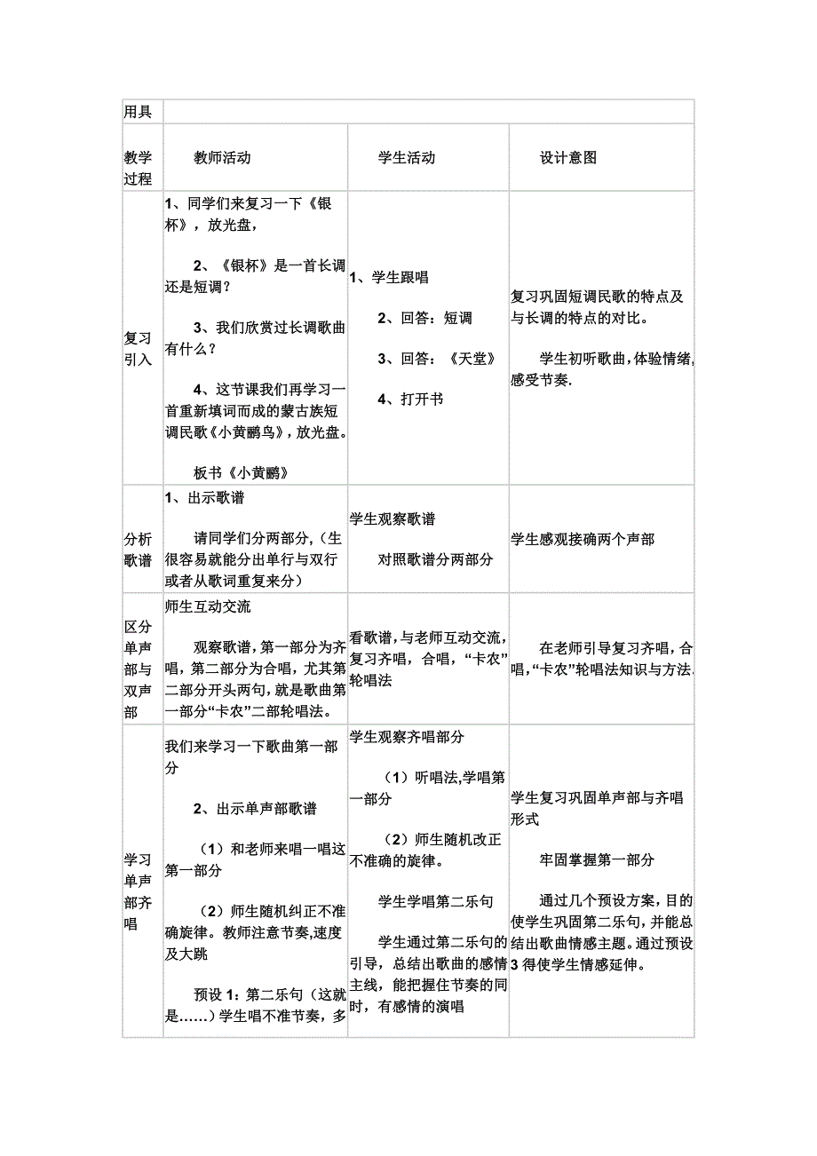 小学六年音乐教案小黄鹂鸟.doc_第2页