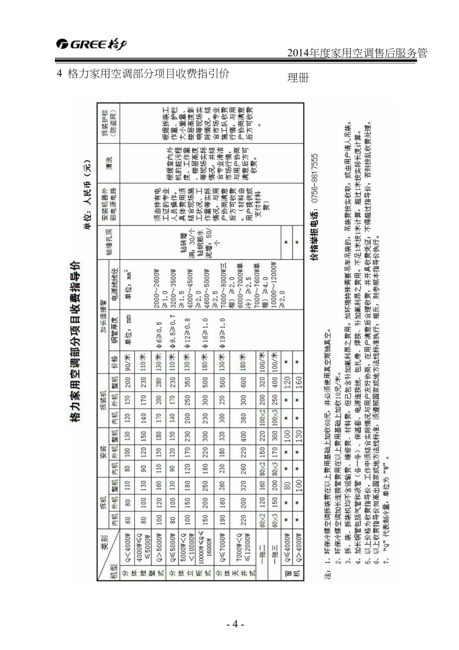 格力家用空调售后服务管理标准手册_第4页