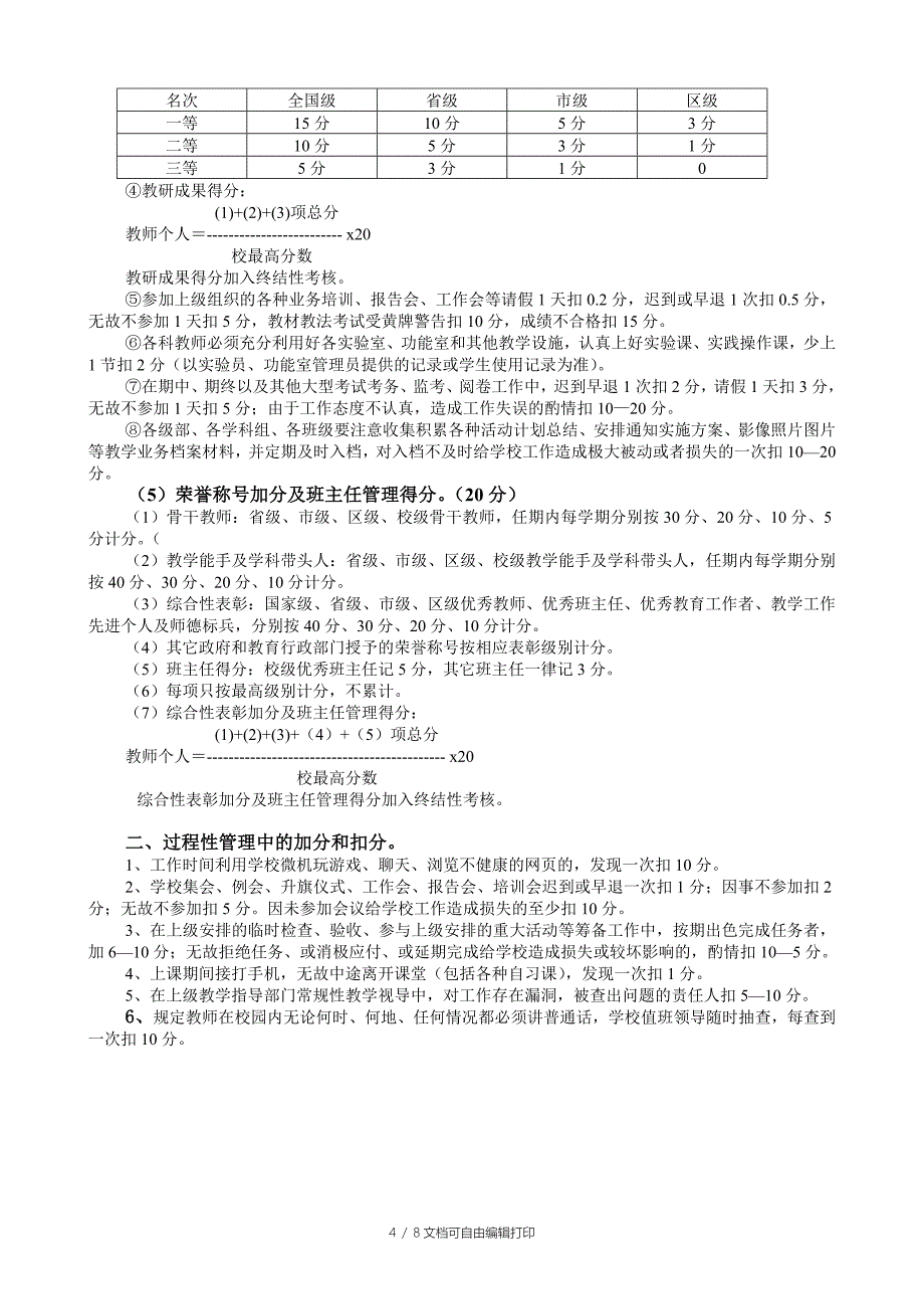 淄博第十五中学教职工管理与考核方案讨论稿_第4页