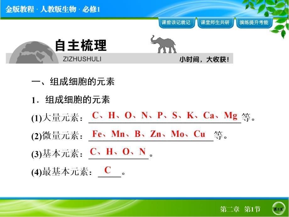 人教版高中生物必修1第二章第一节_第5页