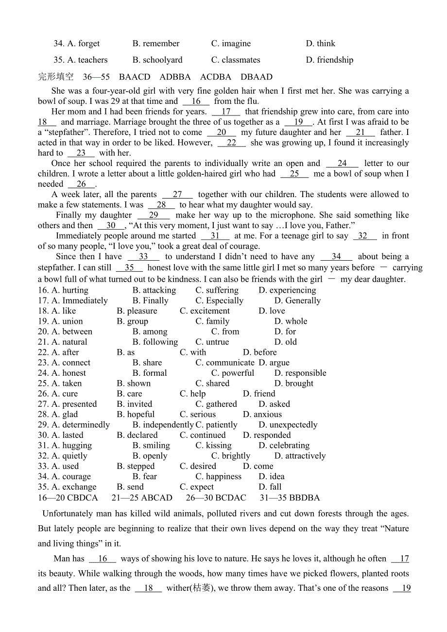 高一英语完形填空专项训练.doc_第2页