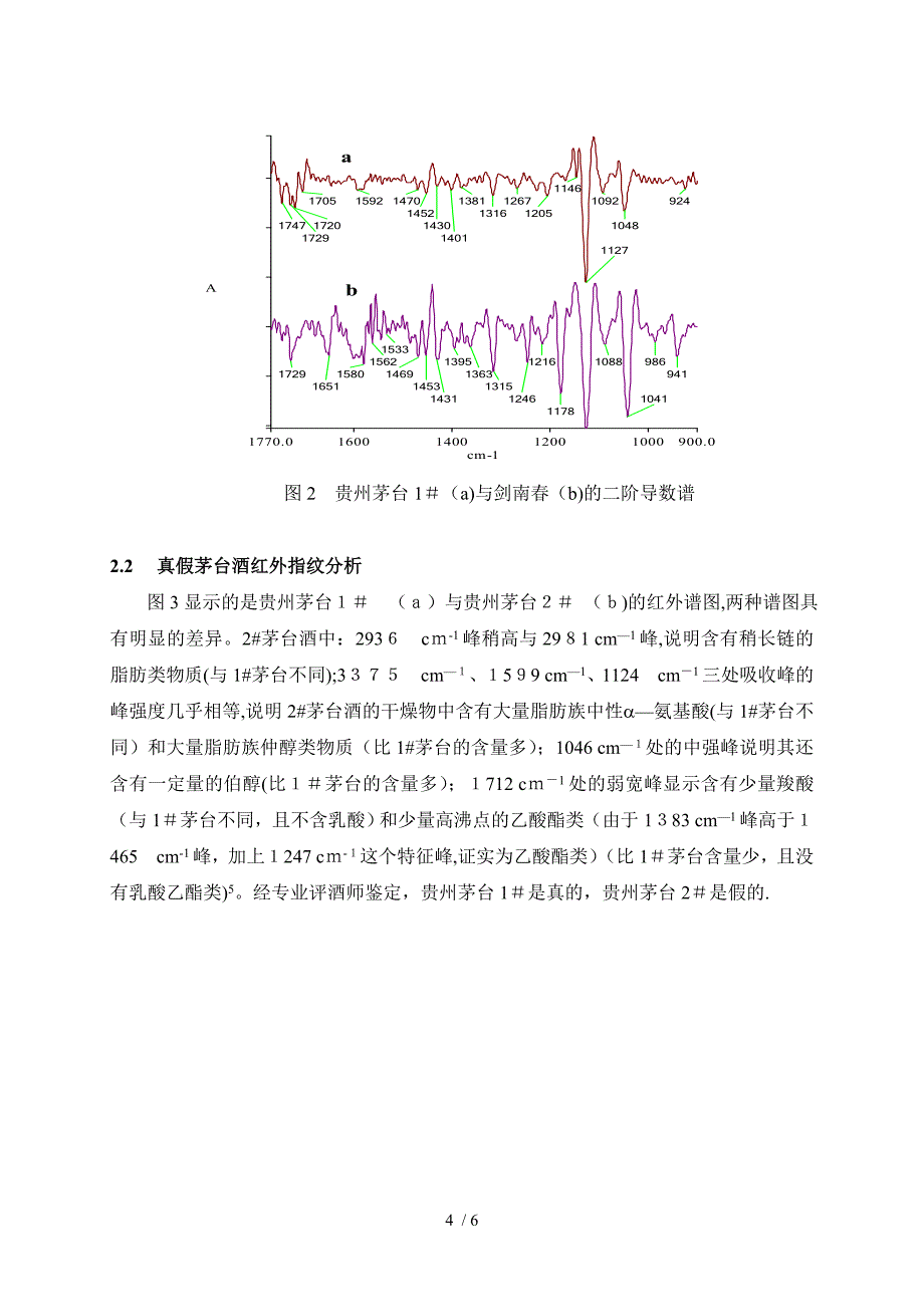 FTIR法用于白酒的区分及真伪鉴定_第4页