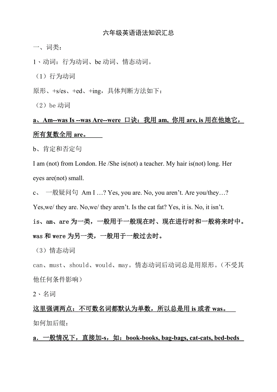 六年级英语语法知识汇总_第1页