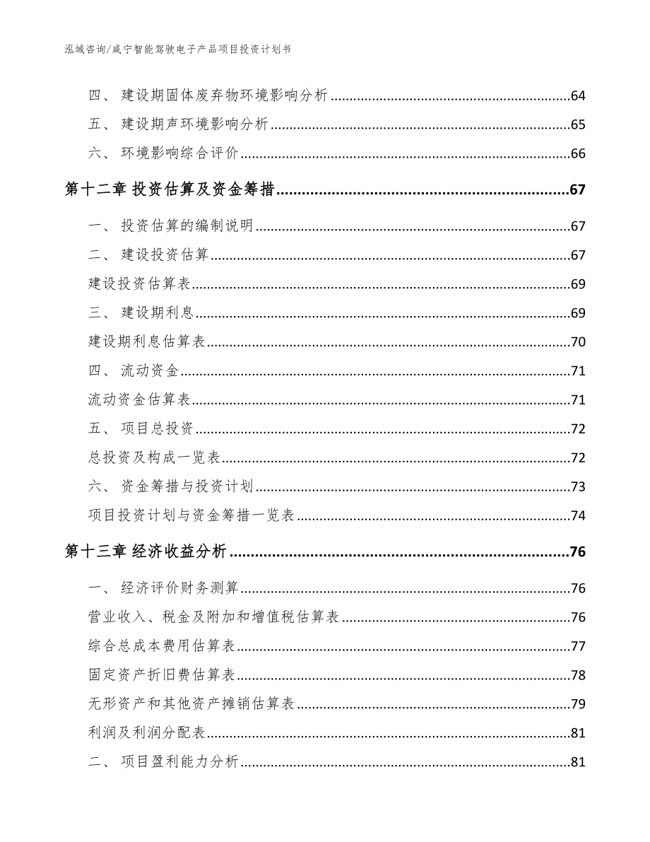 咸宁智能驾驶电子产品项目投资计划书【范文模板】_第4页