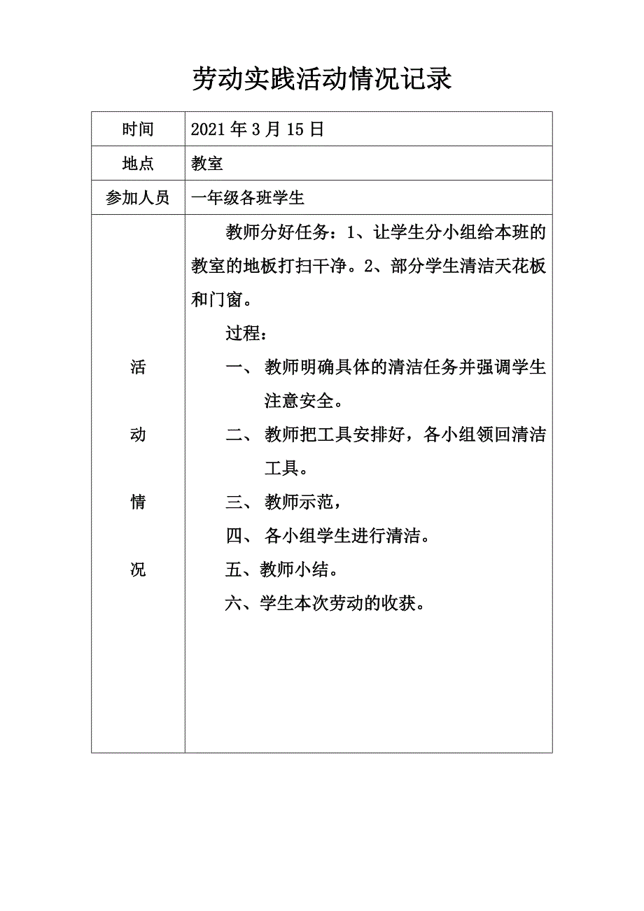 小学劳动实践记录表实用文档_第2页